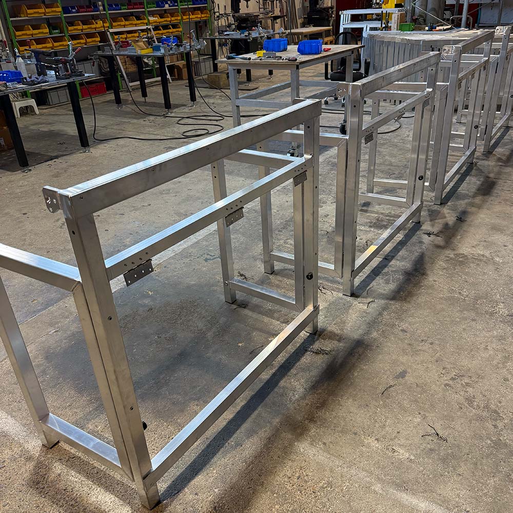
            Aluminum klappBAR frames in production at the ferry solutions workshop in Wiener Neustadt            