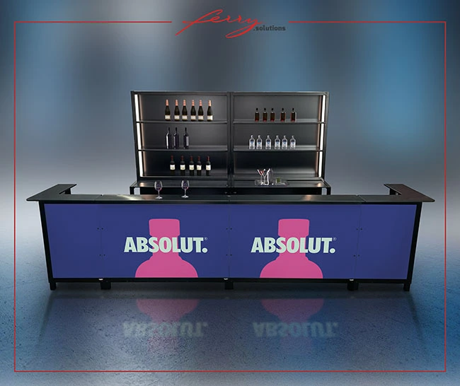 klappBAR setup with ABSOLUT vodka branding
