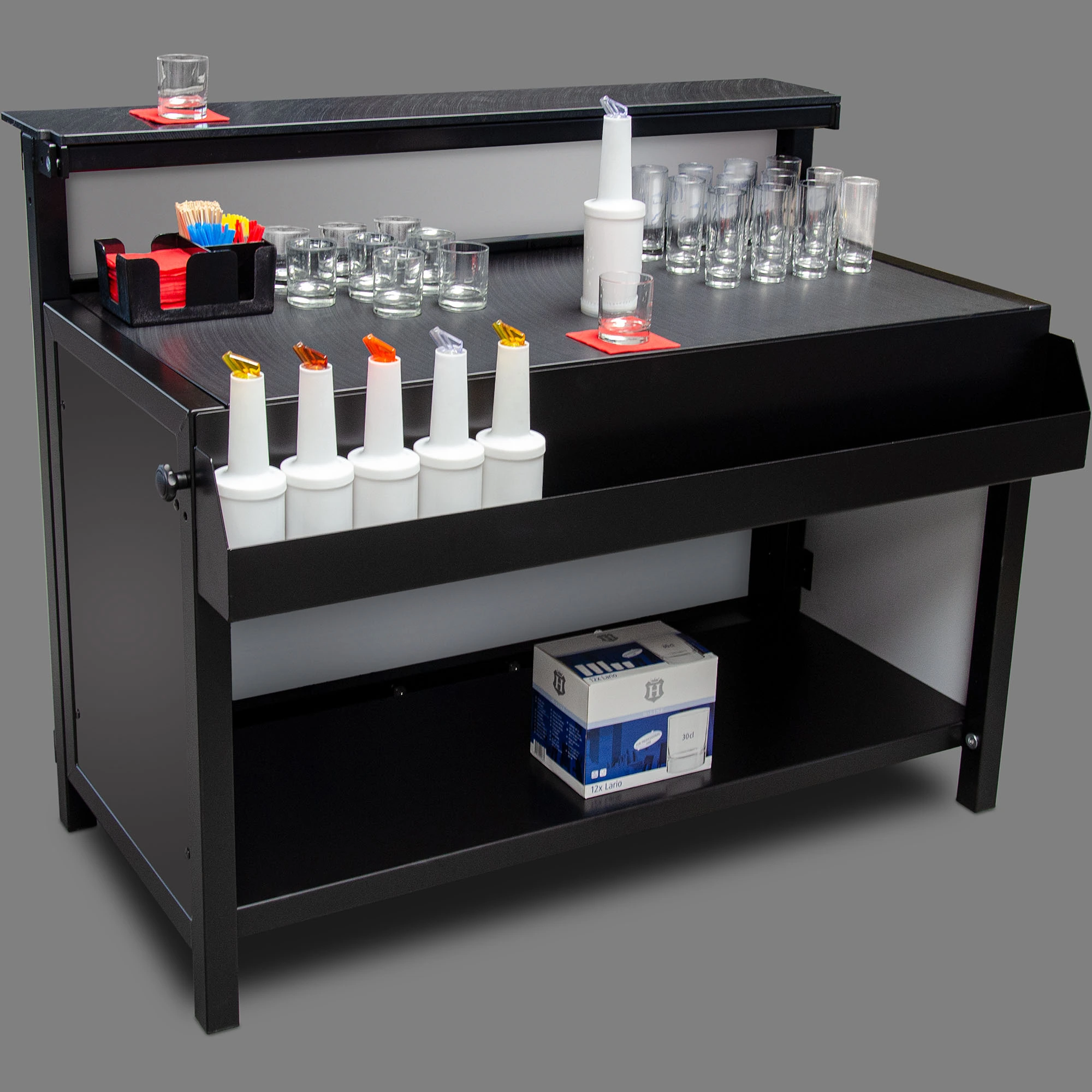 Beispielbild einer klappBAR mit montiertem Speedrack.