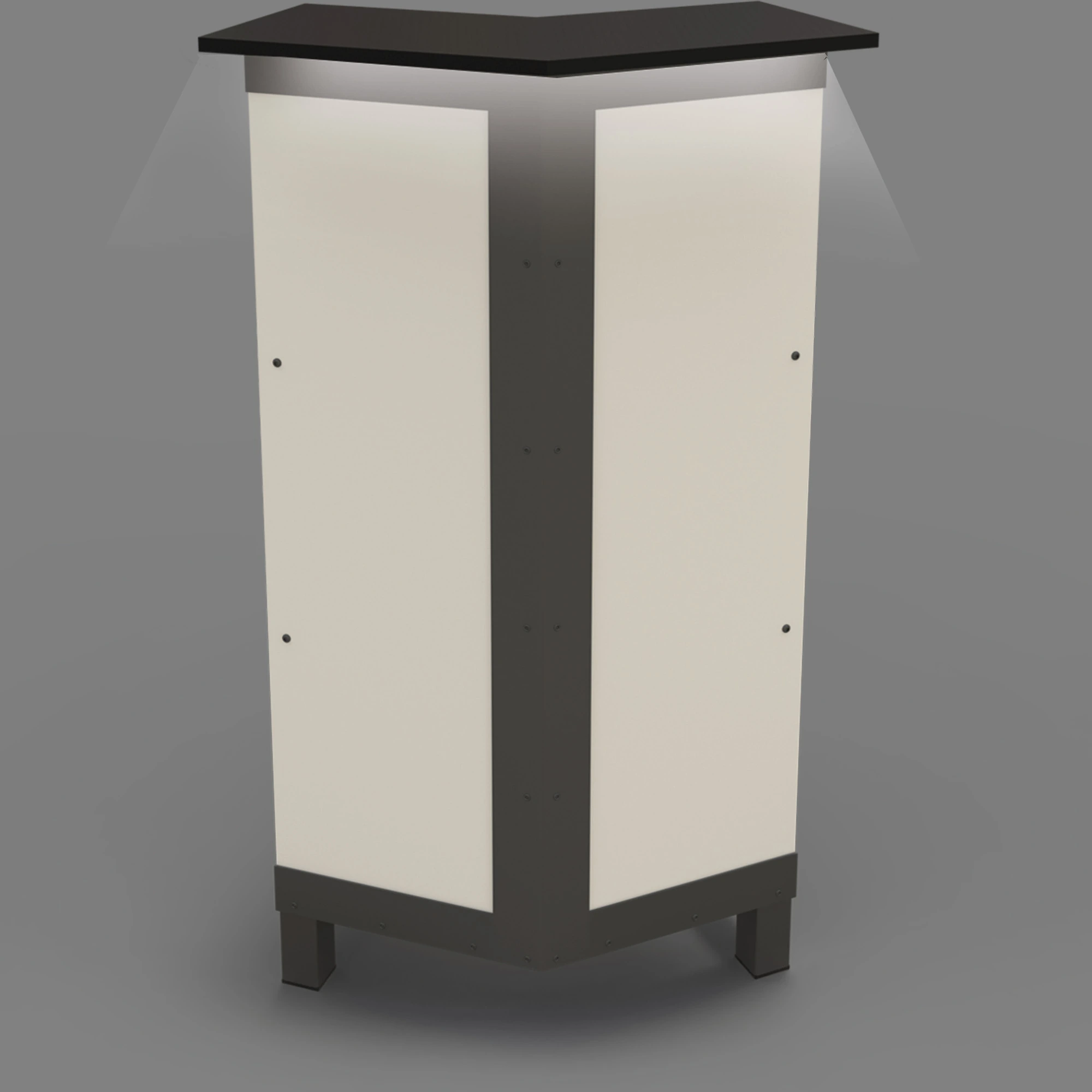 Example Image of a klappECKE with front LED lighting.