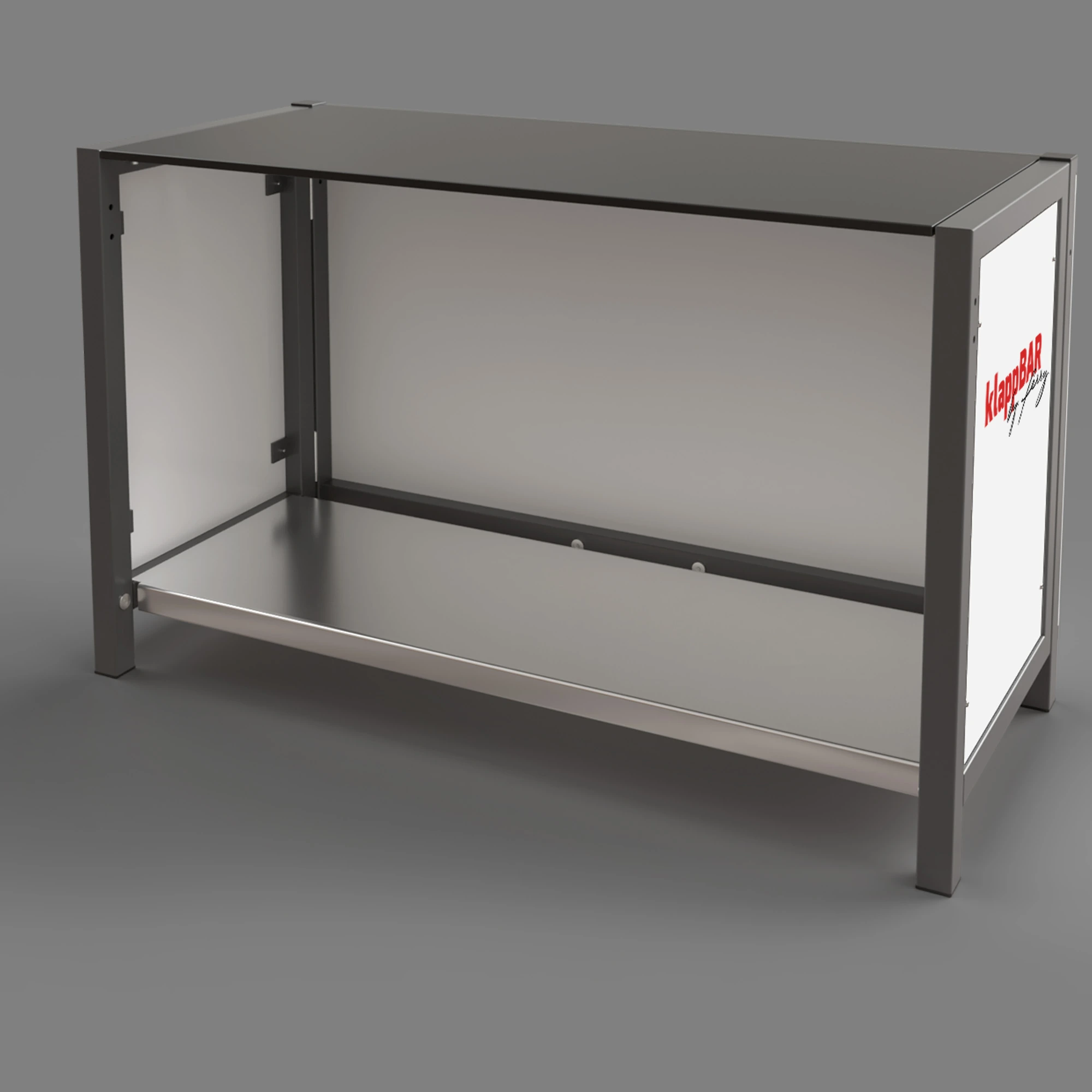 Example Image of a klappTISCH with a shelf insert.